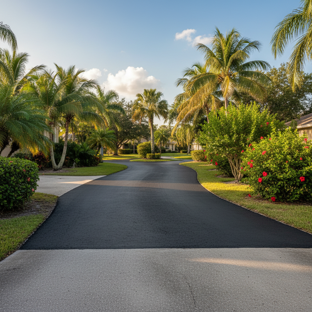 Completed asphalt patching work at a residential property in Bradenton, FL