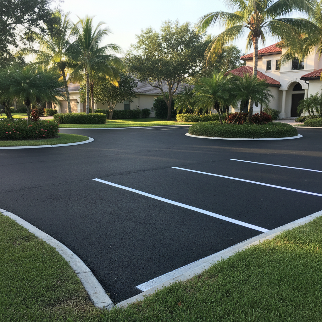 Completed asphalt striping work at a residential property in Bradenton, FL