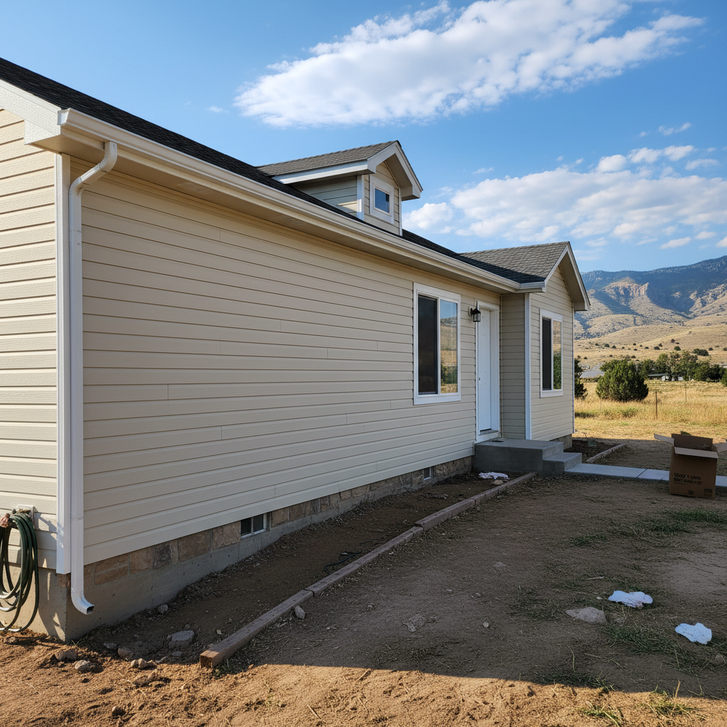 Completed vinyl siding installation work at a residential property in Lehi, UT