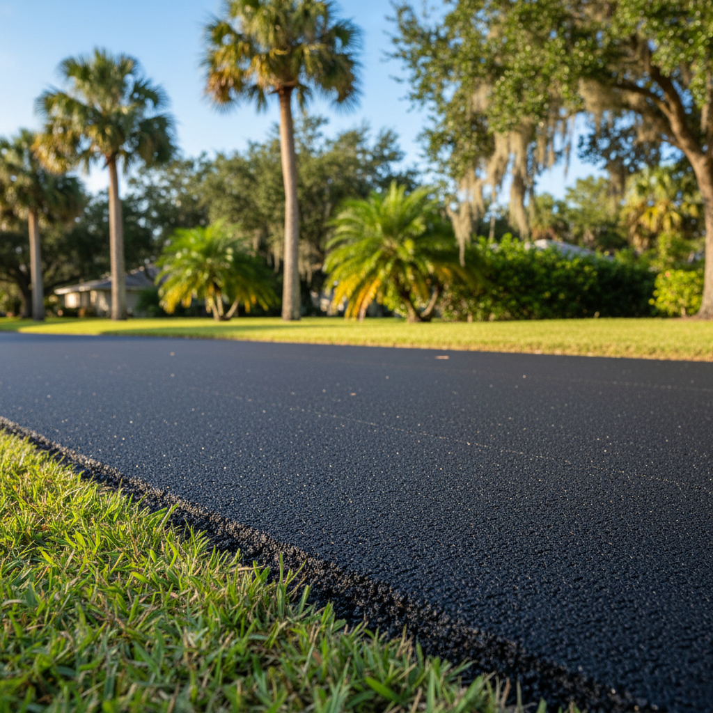 Completed asphalt paving work at a residential property in Bradenton, FL