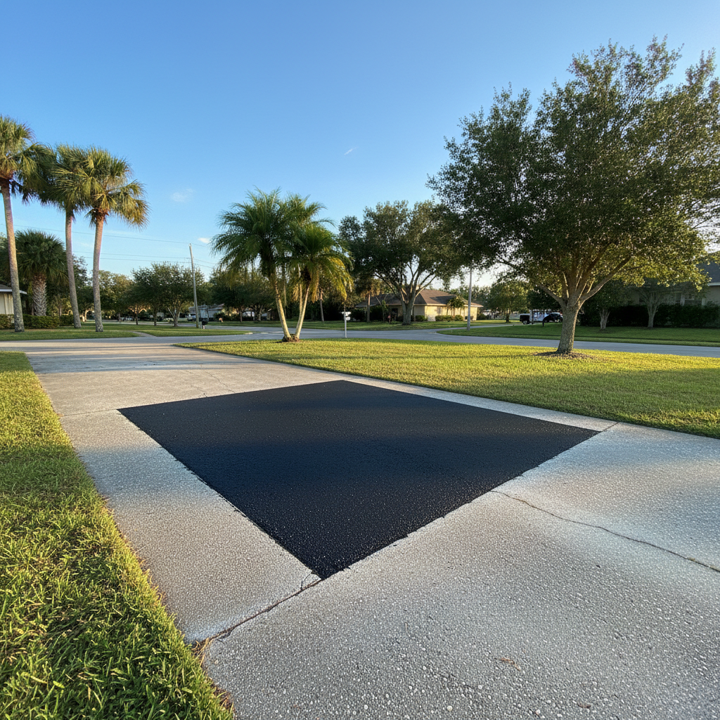 Completed asphalt patching work at a residential property in Bradenton, FL