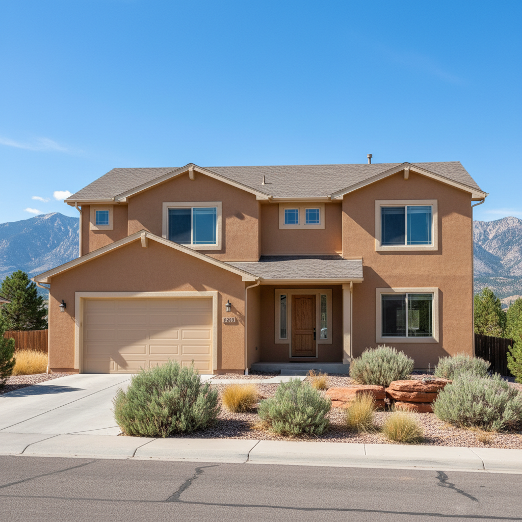 Completed stucco painting work at a residential property in Provo, UT