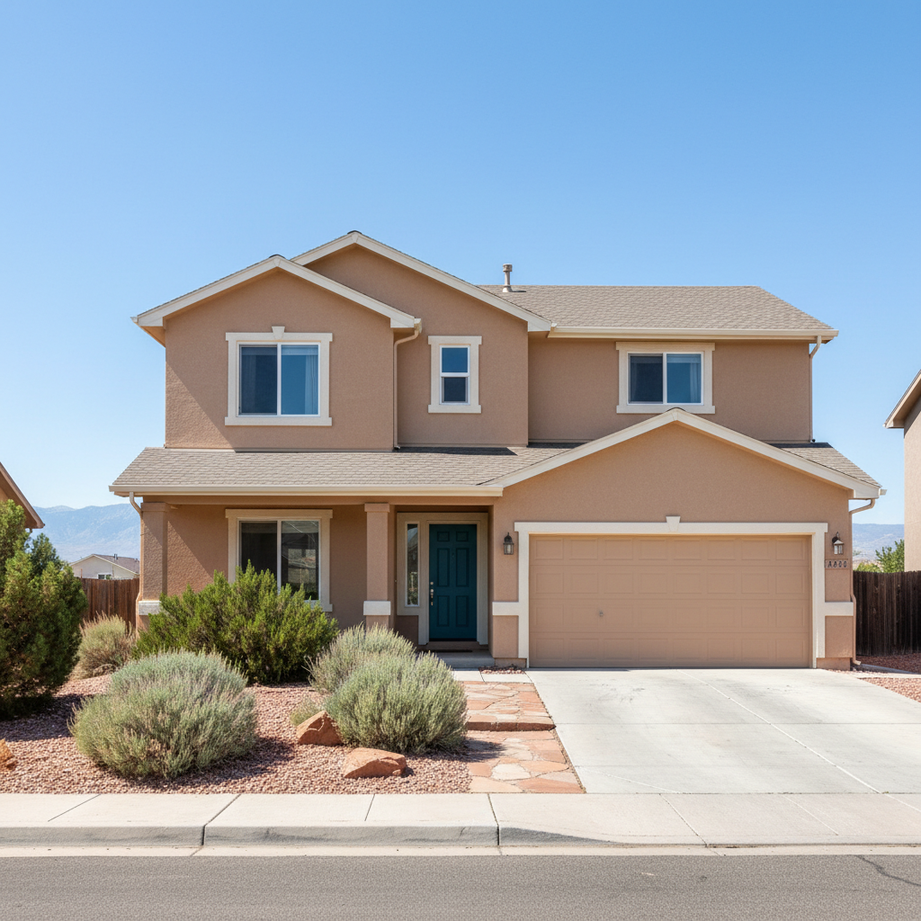 Completed stucco painting work at a residential property in West Valley City, UT