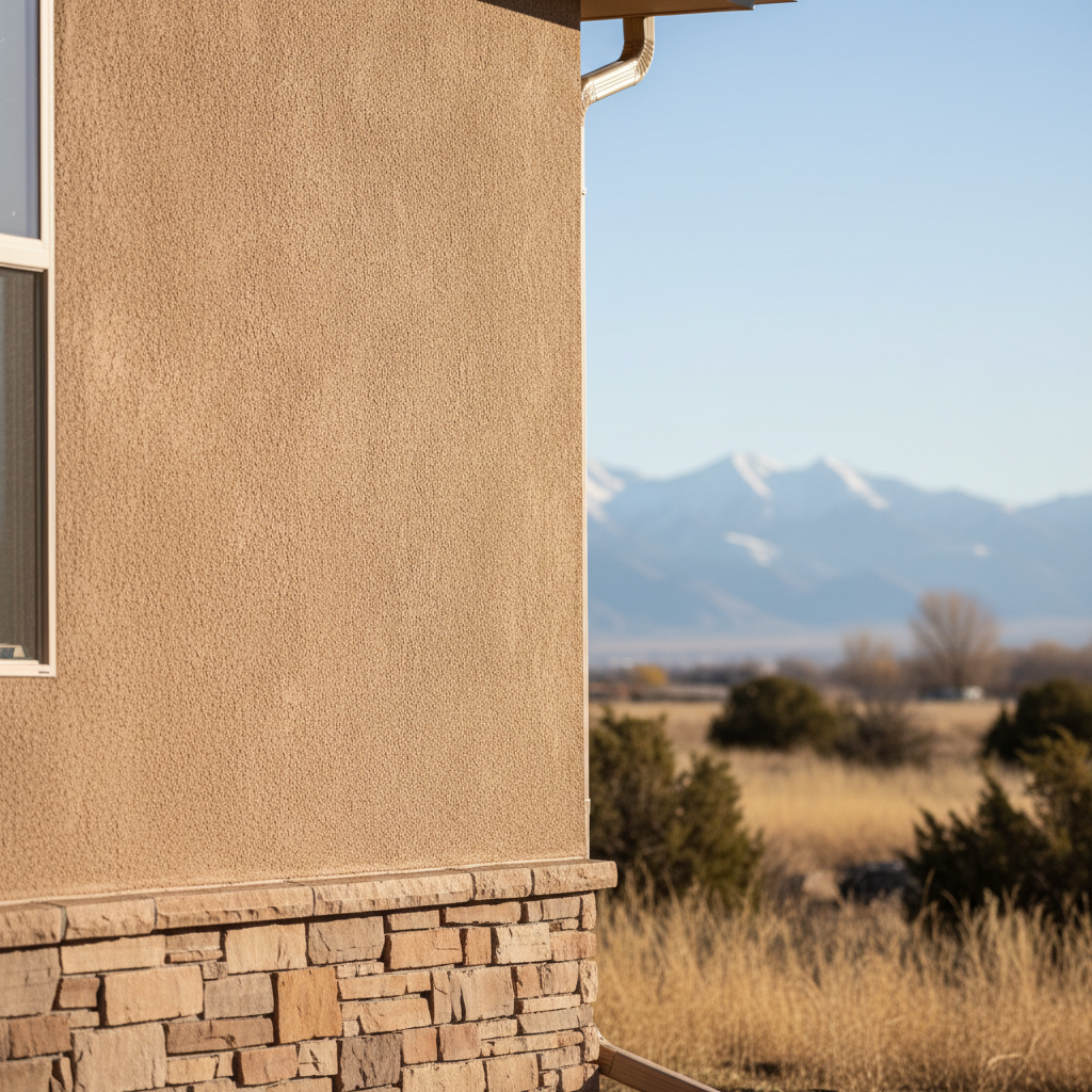 Completed stucco installation work at a residential property in Layton, UT