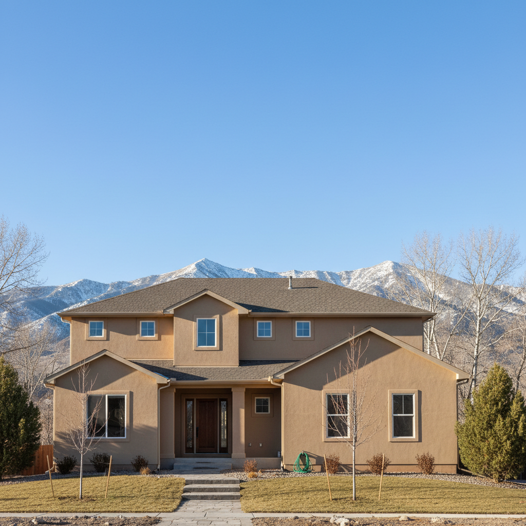 Completed stucco painting work at a residential property in Layton, UT