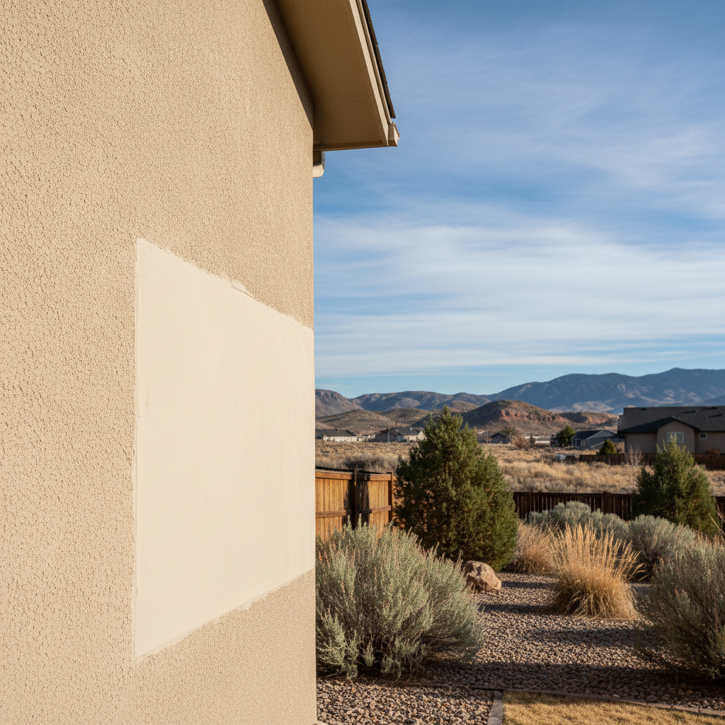 Completed stucco repair work at a residential property in Lehi, UT