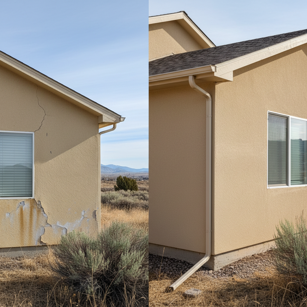 Completed stucco installation work at a residential property in Saratoga Springs, UT