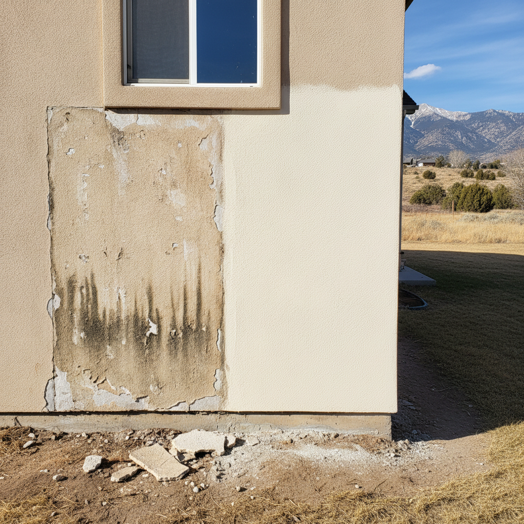 Completed stucco installation work at a residential property in Draper, UT