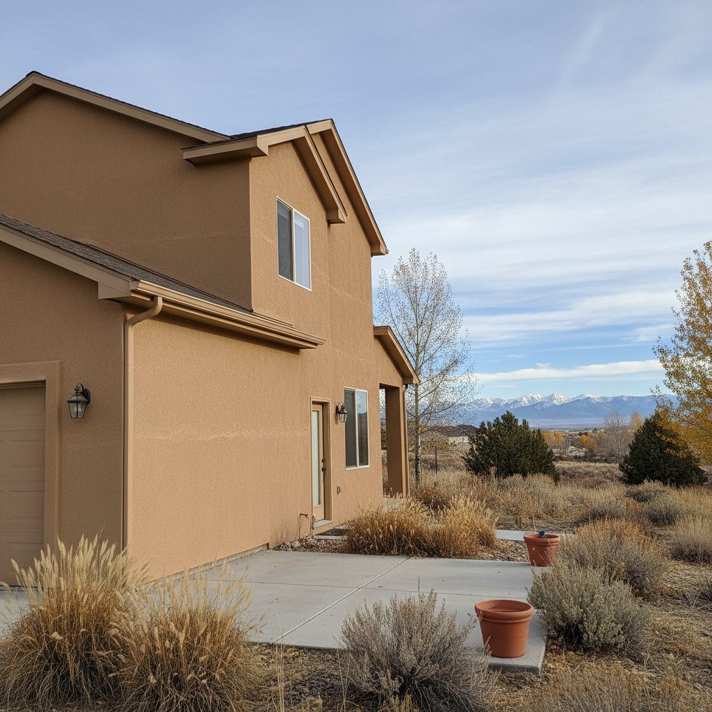 Completed stucco painting work at a residential property in Saratoga Springs, UT