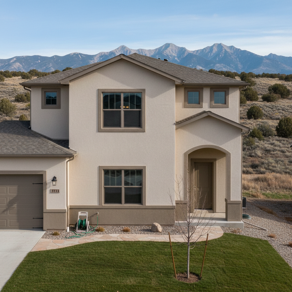 Completed stucco installation work at a residential property in Herriman, UT