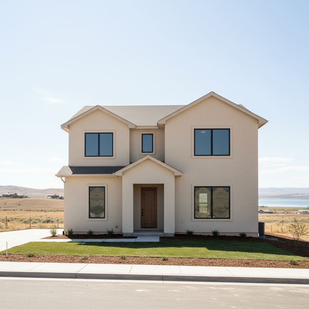 Completed stucco installation work at a residential property in Saratoga Springs, UT