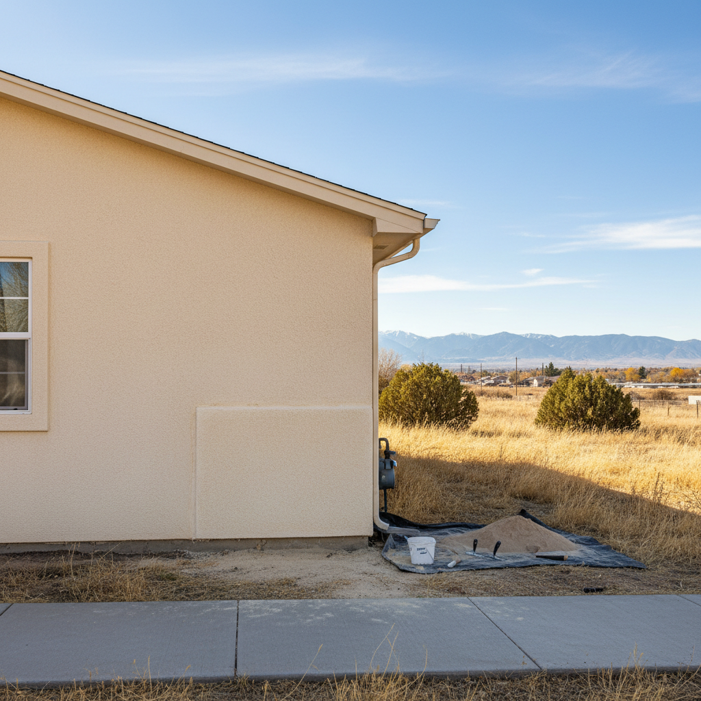 Completed stucco repair work at a residential property in Draper, UT