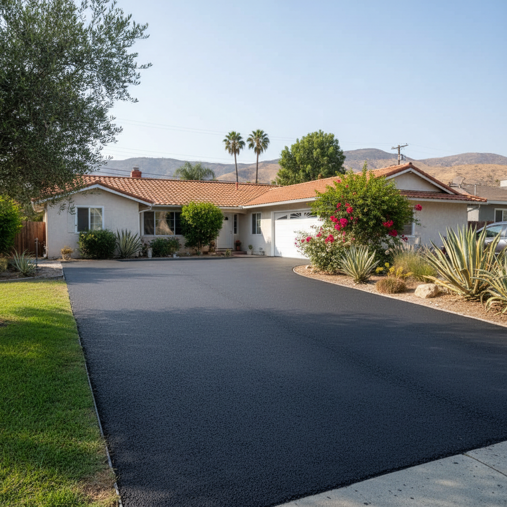Completed asphalt paving work at a residential property in Van Nuys, CA