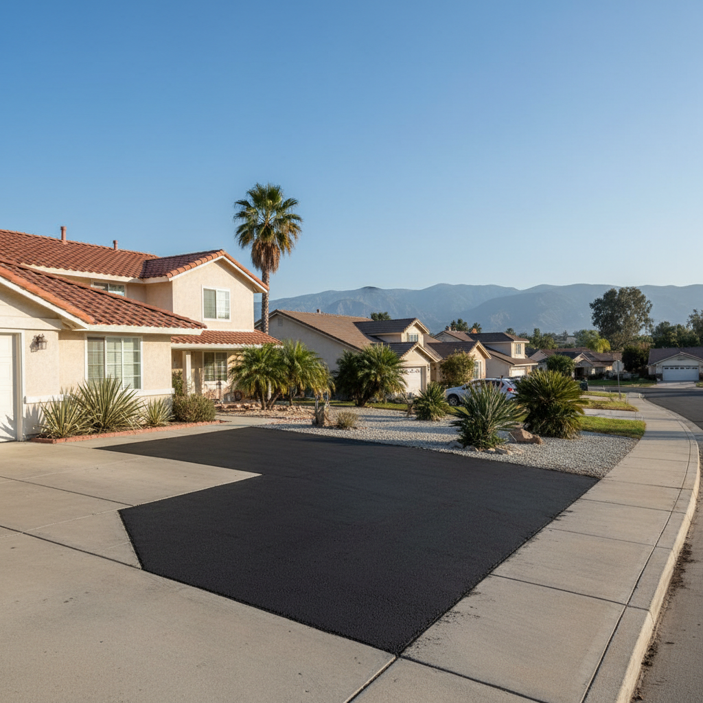 Completed asphalt patching work at a residential property in Van Nuys, CA