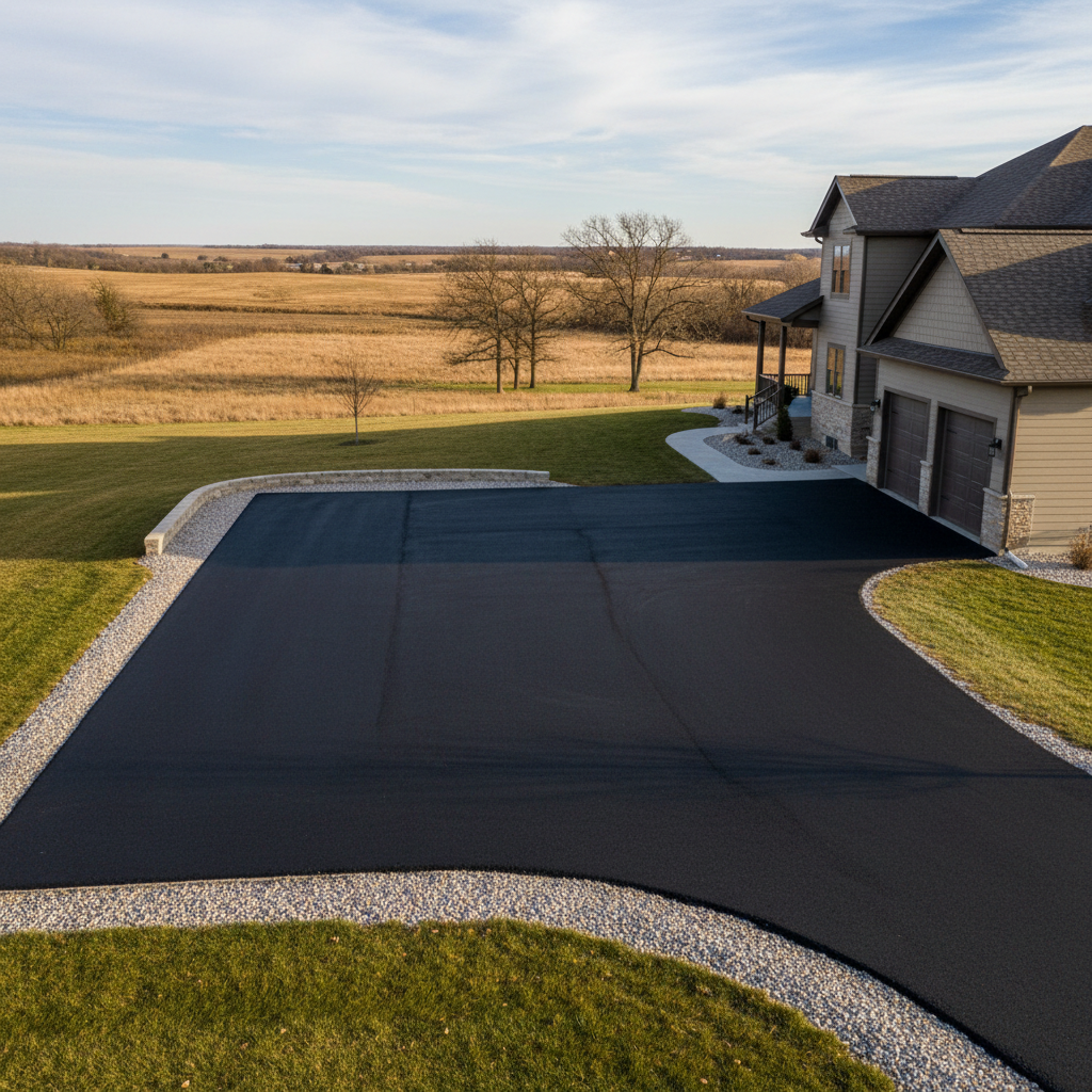 Completed commercial asphalt work at a residential property in Clearwater , KS