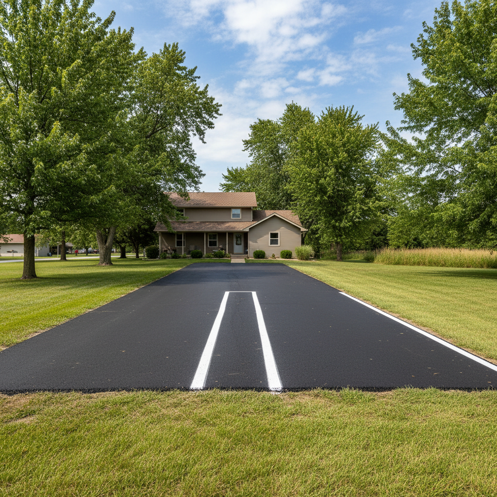Completed asphalt striping work at a residential property in Clearwater , KS