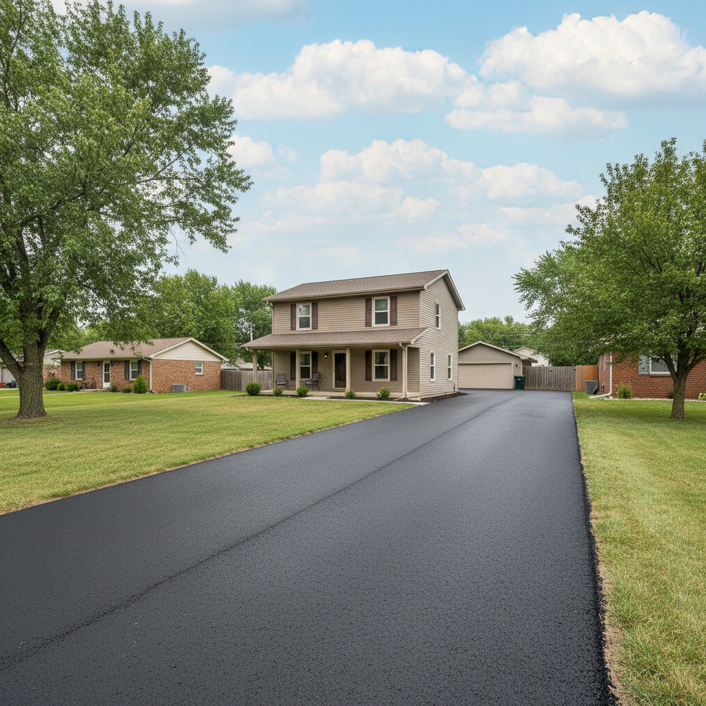 Completed driveway paving work at a residential property in Clearwater , KS
