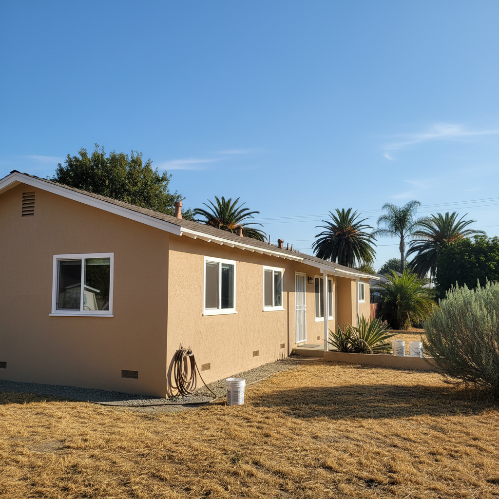 Completed residential stucco work at a residential property in San Dimas, CA