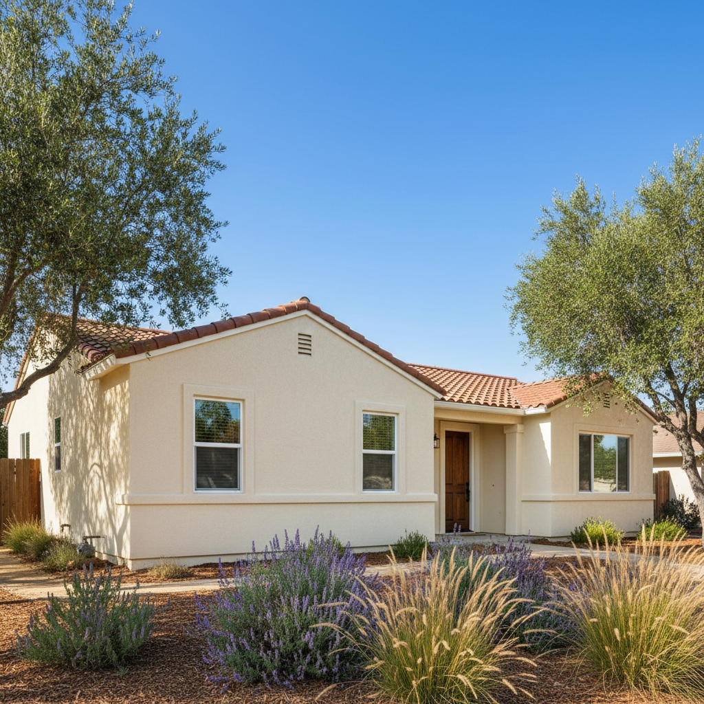 Completed stucco installation work at a residential property in San Dimas, CA