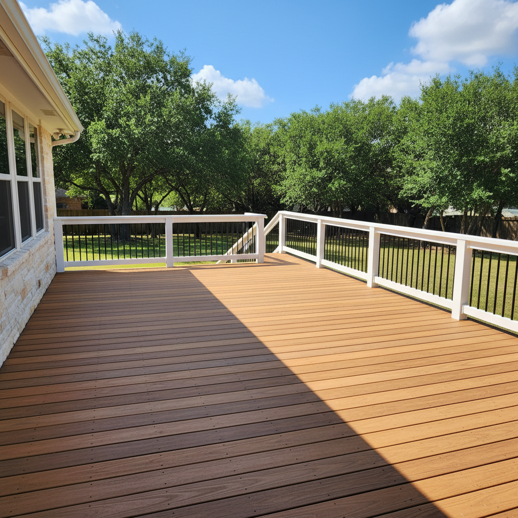 Completed deck construction work at a residential property in Lakeway, TX