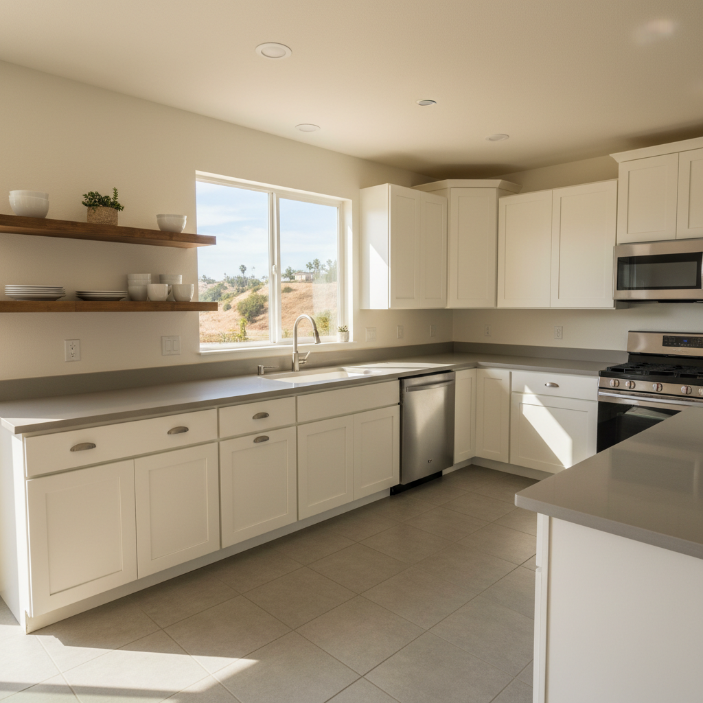 Completed cabinet installation work at a residential property in Corona, CA