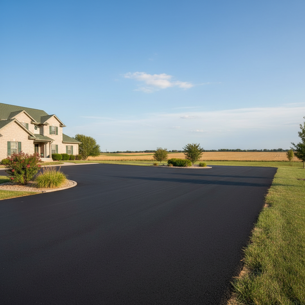 Completed parking lot paving work at a residential property in Clearwater , KS
