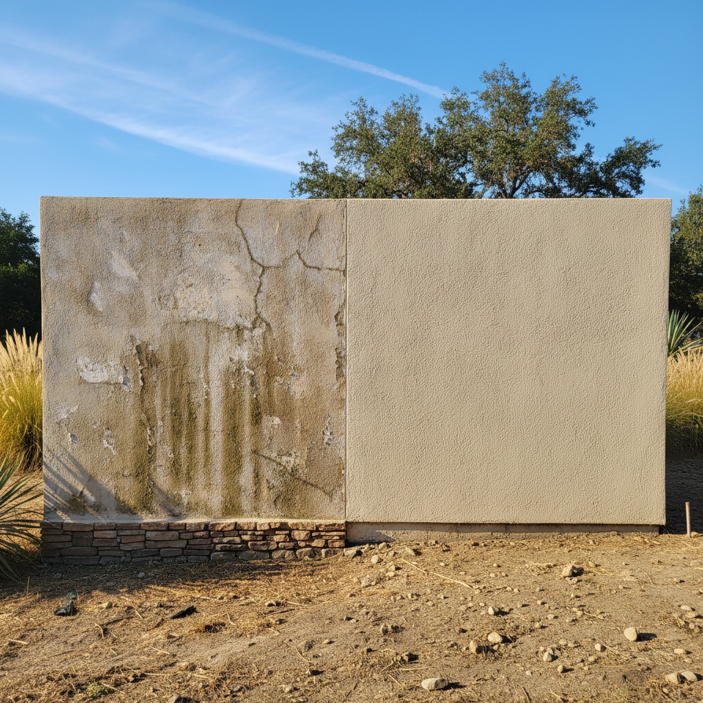 Completed stucco removal work at a residential property in San Dimas, CA
