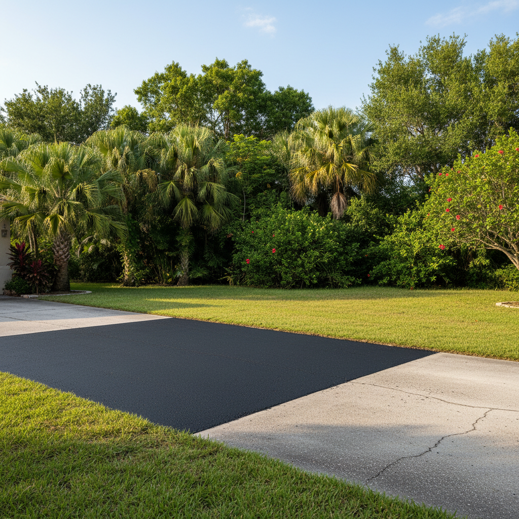 Completed asphalt patching work at a residential property in Sunrise, FL