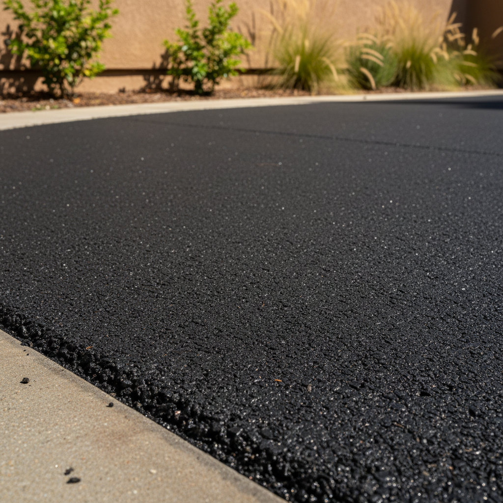 Completed residential asphalt work at a residential property in Placentia, CA