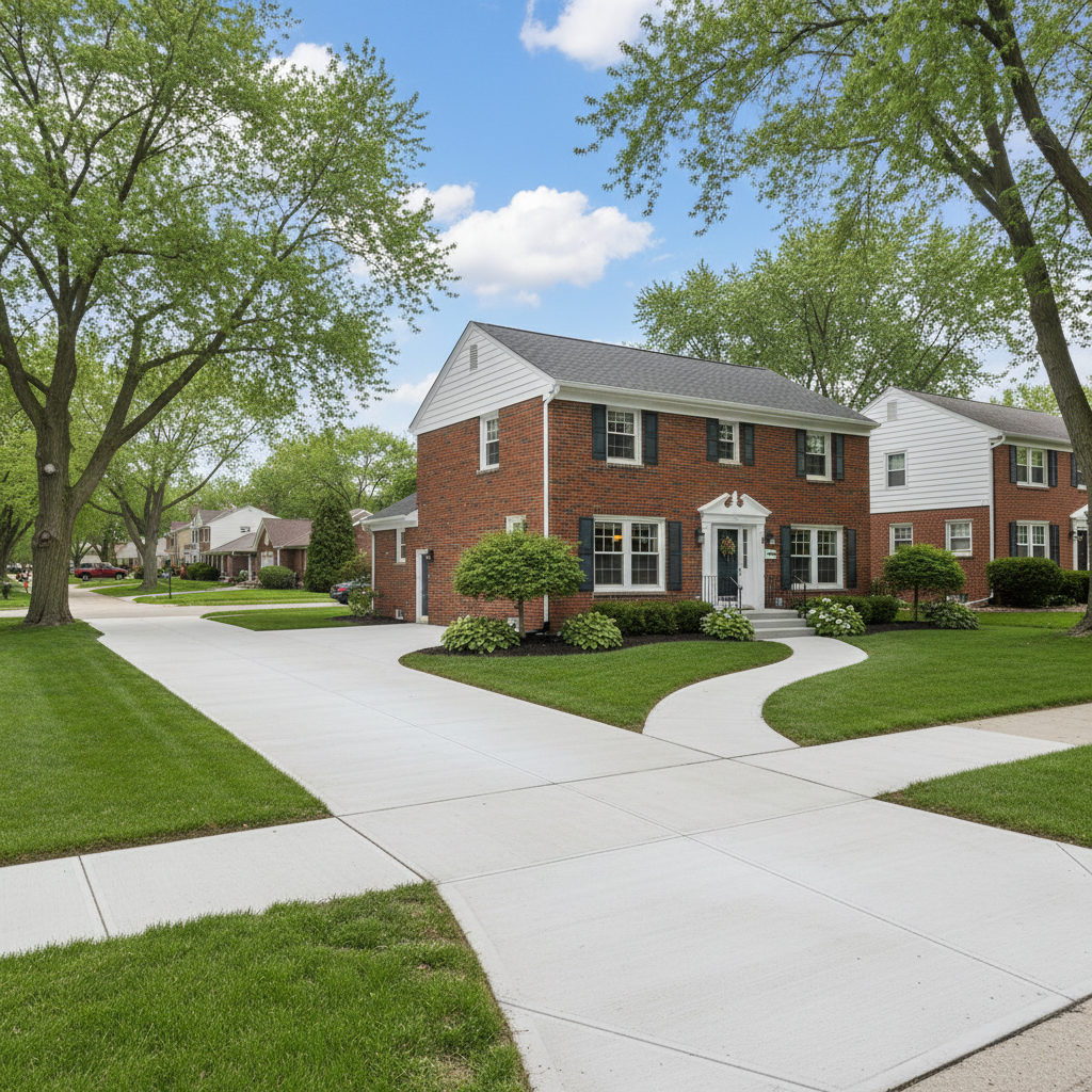 Completed concrete repair work at a residential property in Aurora, IL
