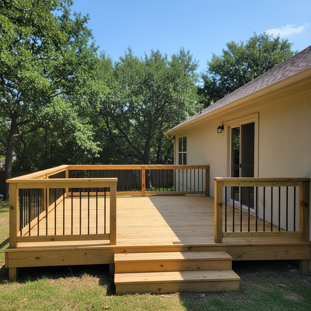 Completed deck construction work at a residential property in Lakeway, TX