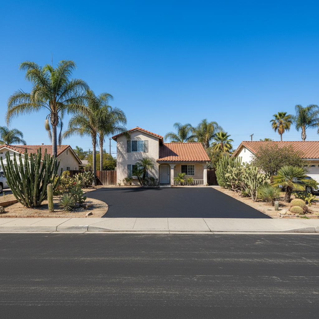 Completed commercial asphalt work at a residential property in Placentia, CA