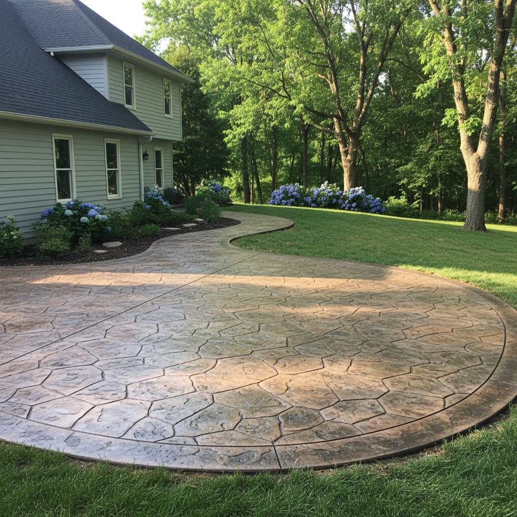 Completed decorative concrete work at a residential property in Aurora, IL