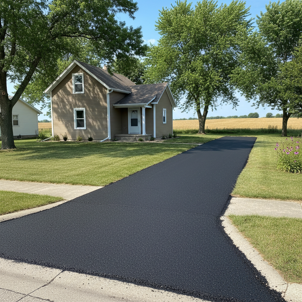 Completed driveway paving work at a residential property in Clearwater , KS