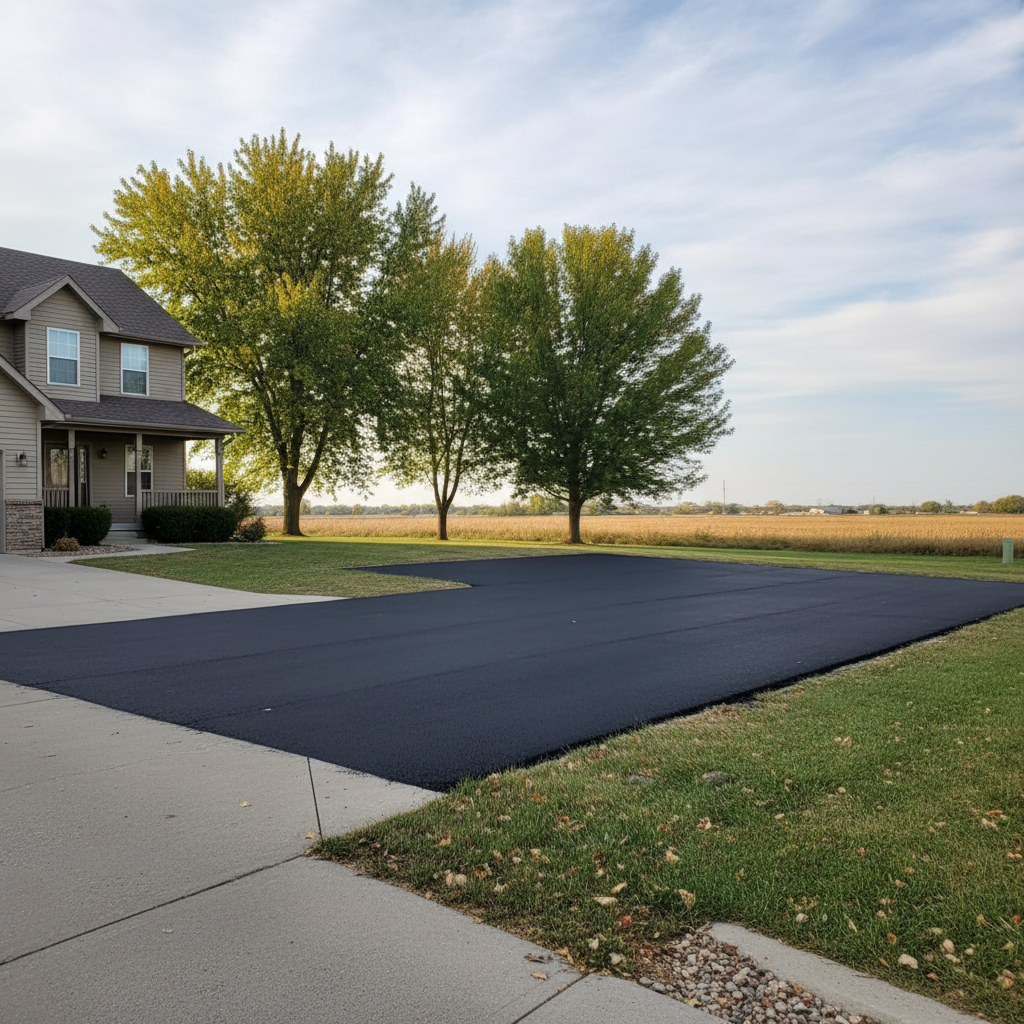 Completed parking lot paving work at a residential property in Clearwater , KS