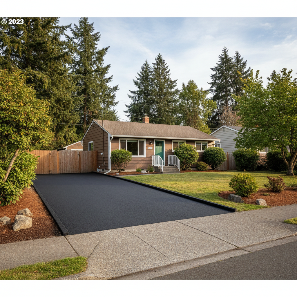 Completed driveway paving work at a residential property in Vancouver, WA