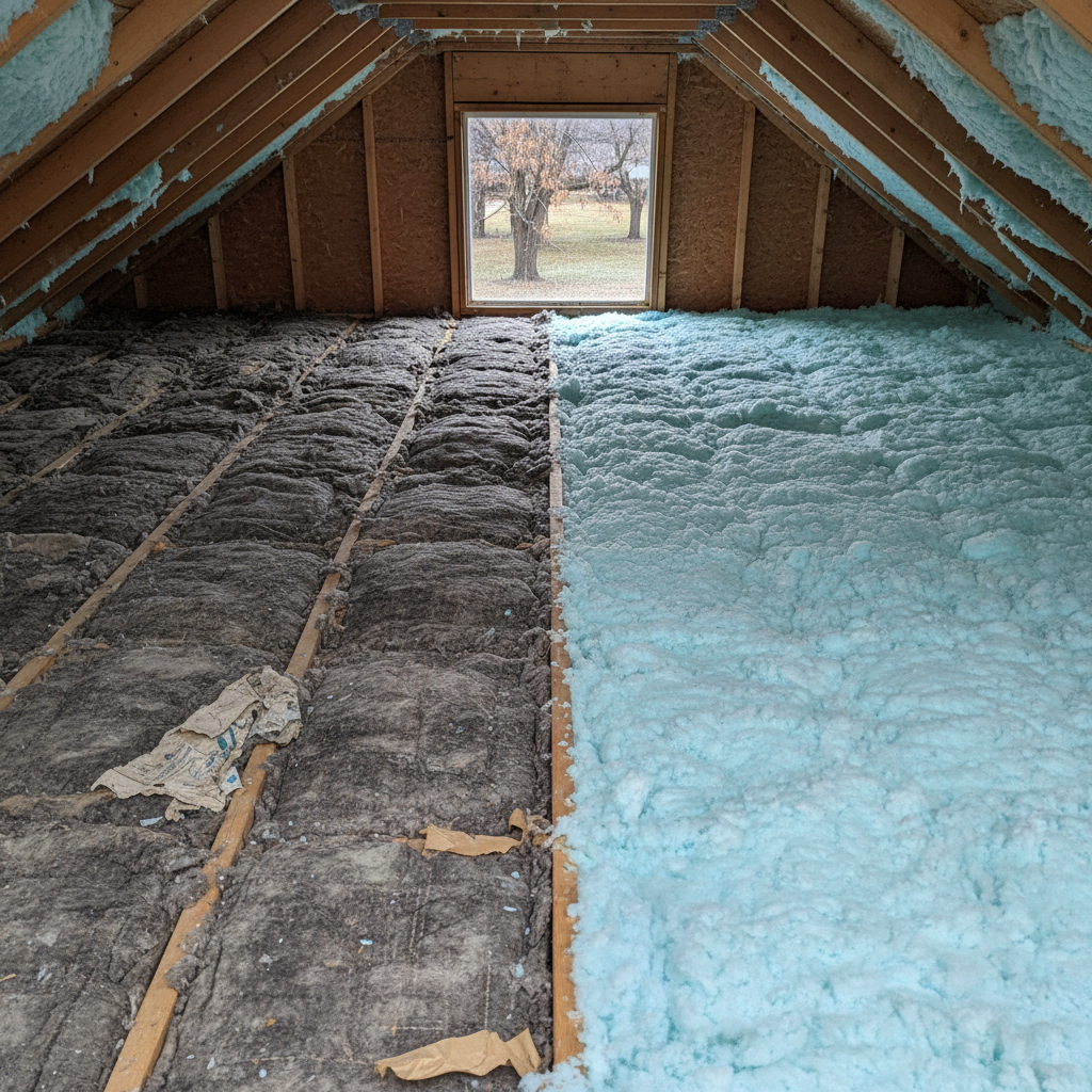 Completed blown-in insulation work at a residential property in Elgin, IL