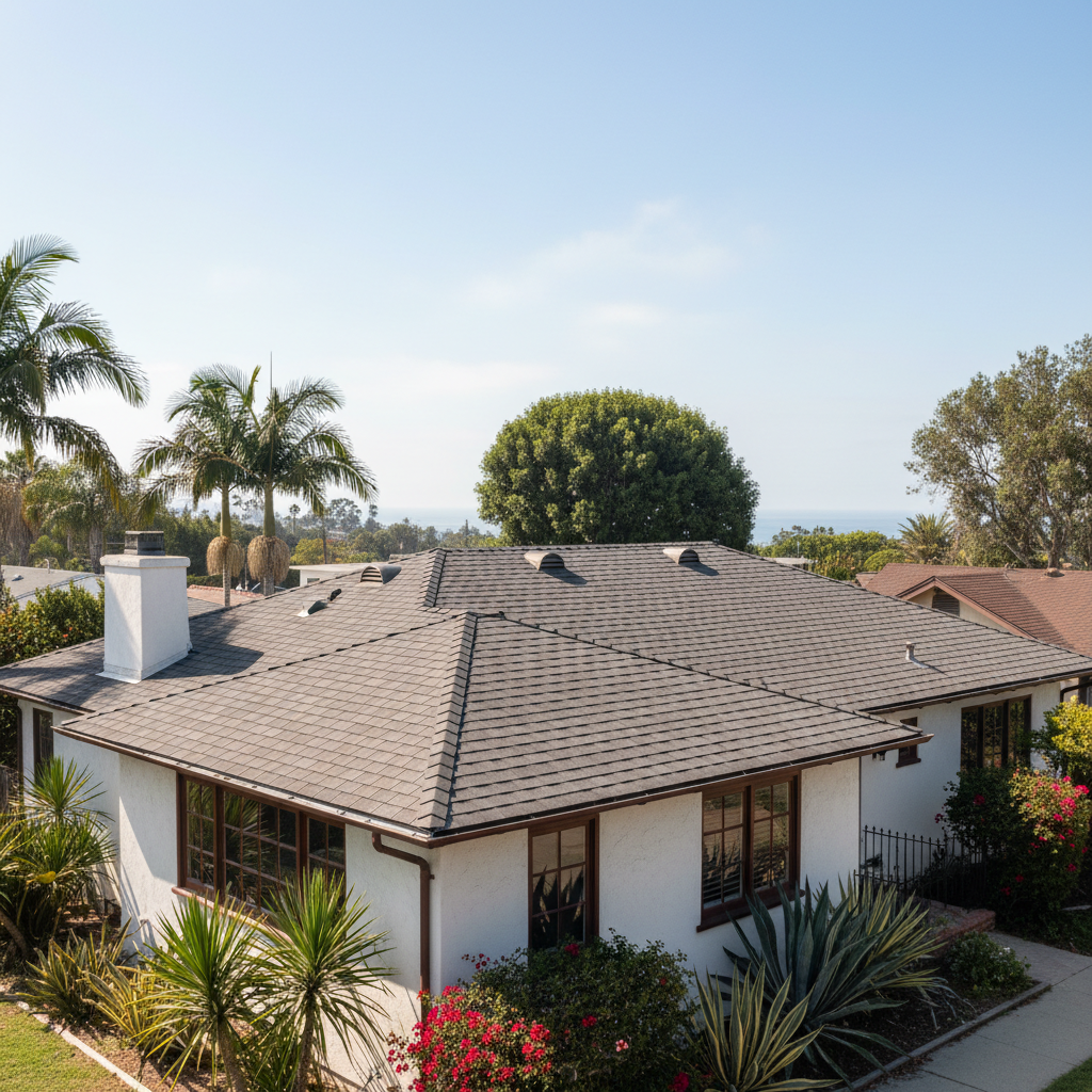 Completed roof installation work at a residential property in Santa Monica, CA