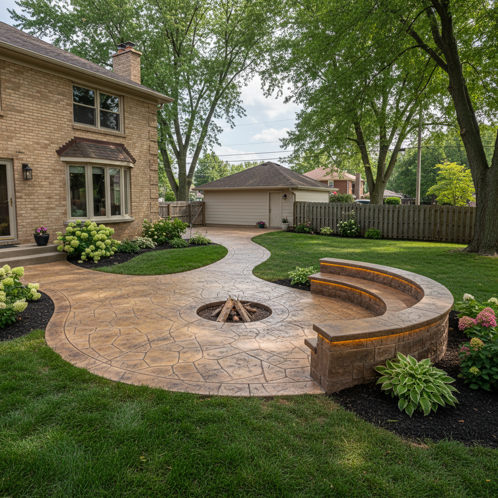 Completed decorative concrete work at a residential property in Aurora, IL