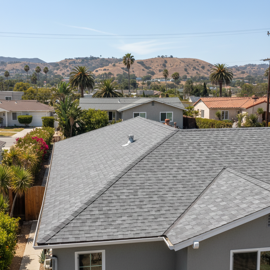 Completed roof replacement work at a residential property in Santa Monica, CA