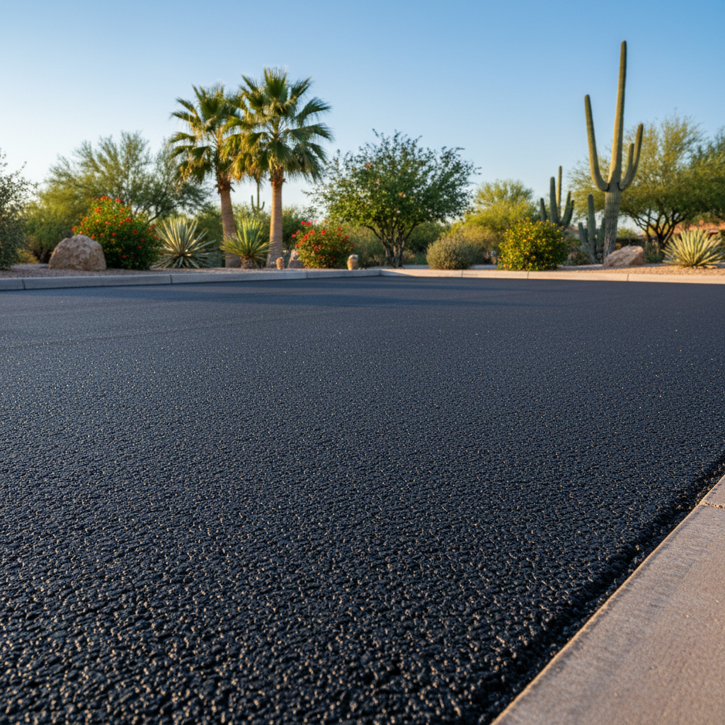 Completed parking lot paving work at a residential property in Tucson , AZ