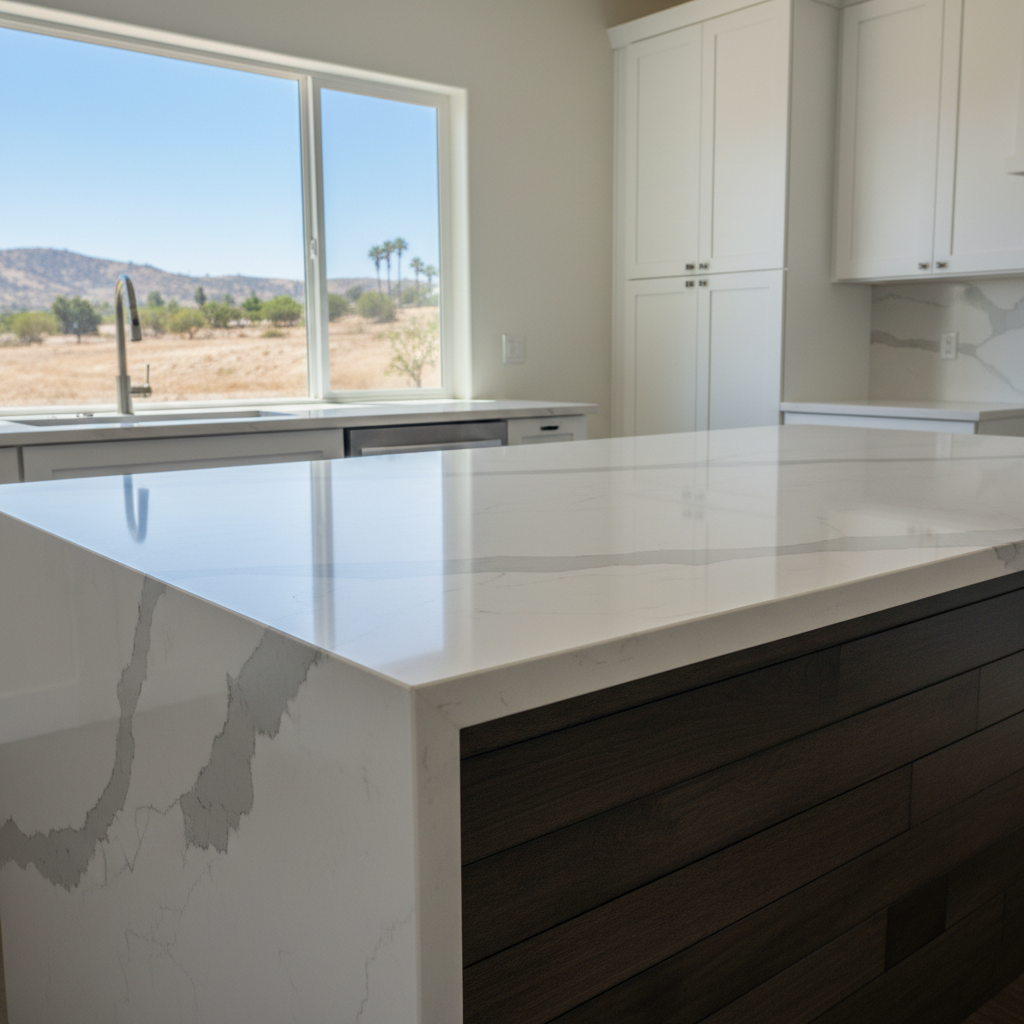 Completed kitchen island installation work at a residential property in Corona, CA