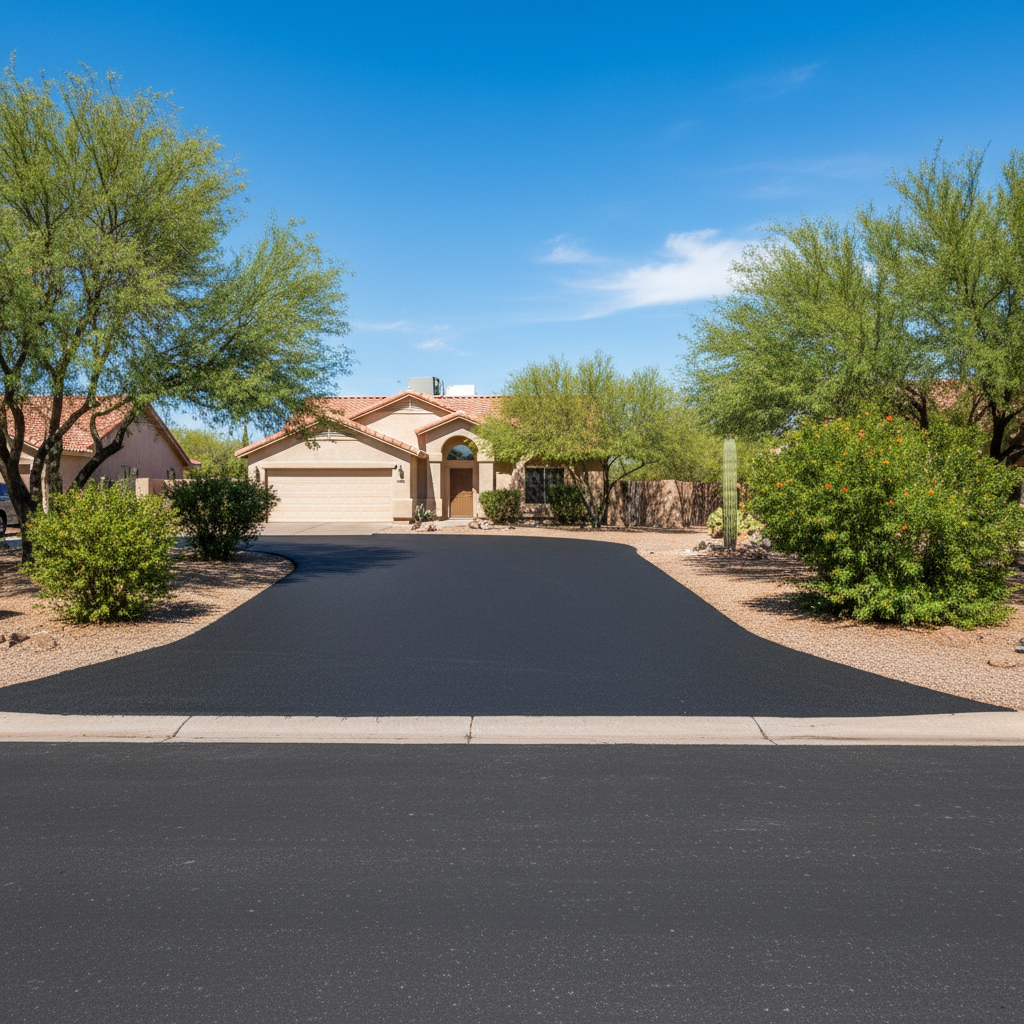 Completed residential asphalt work at a residential property in Tucson , AZ