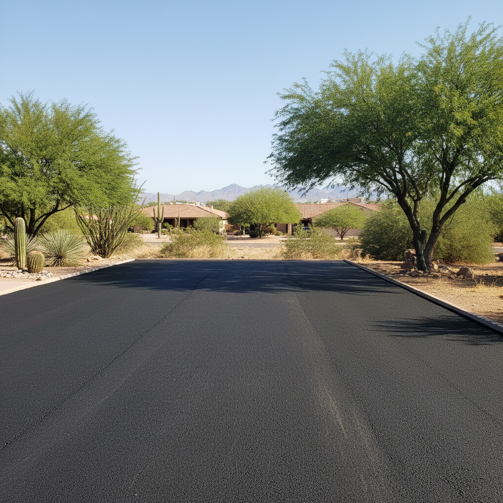 Completed commercial asphalt work at a residential property in Tucson , AZ