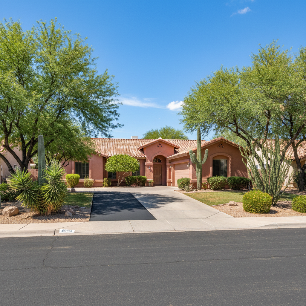 Completed asphalt repair work at a residential property in Tucson , AZ