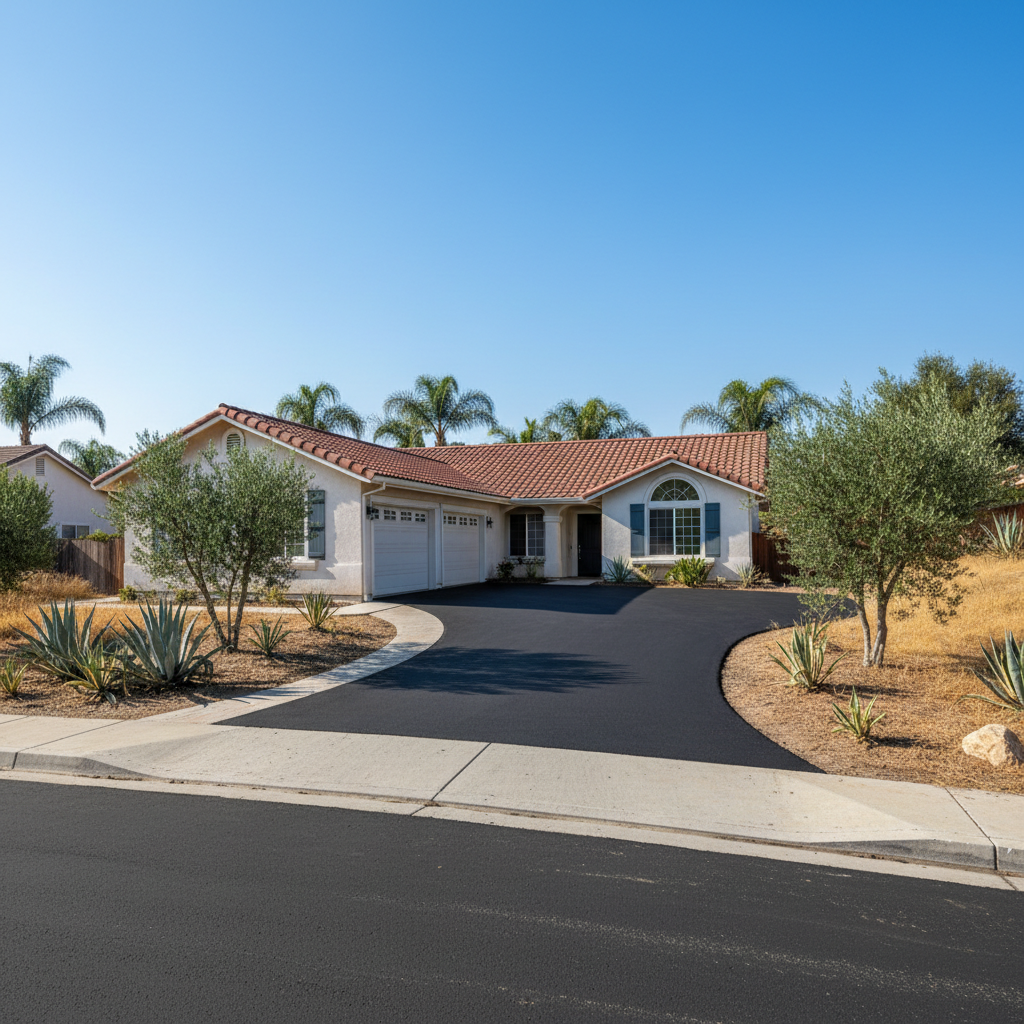 Completed commercial asphalt work at a residential property in Placentia, CA