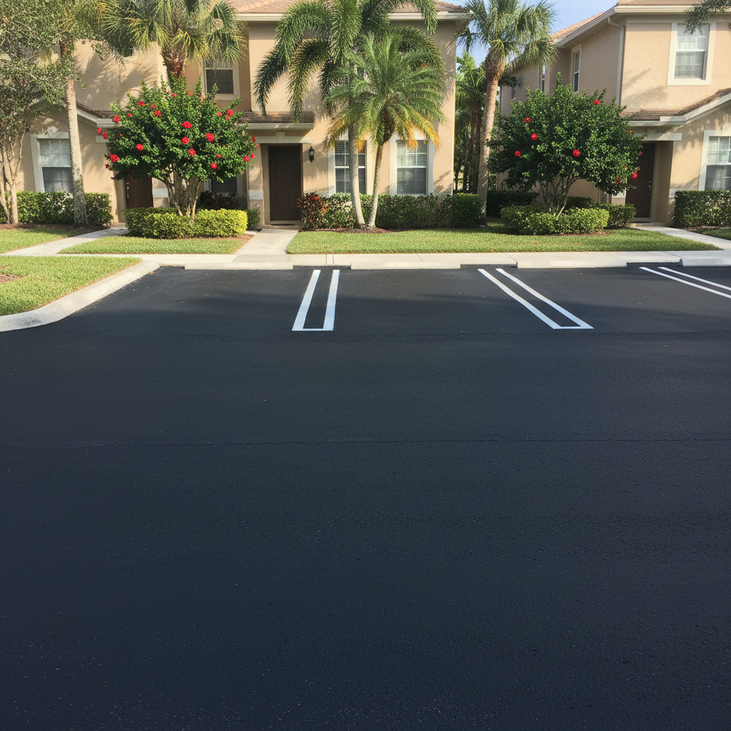 Completed commercial asphalt work at a residential property in Sunrise, FL