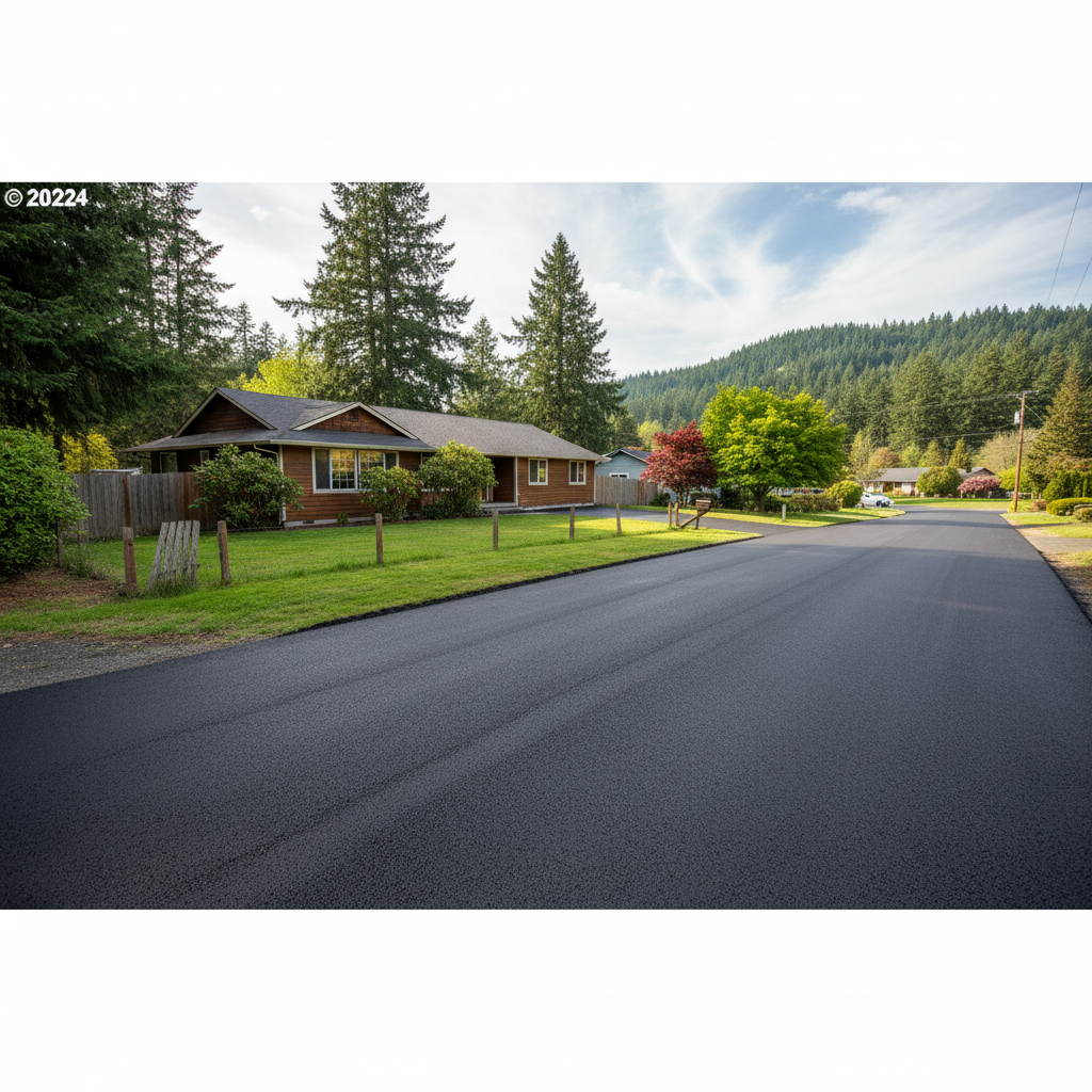 Completed asphalt paving work at a residential property in Sutherlin, OR