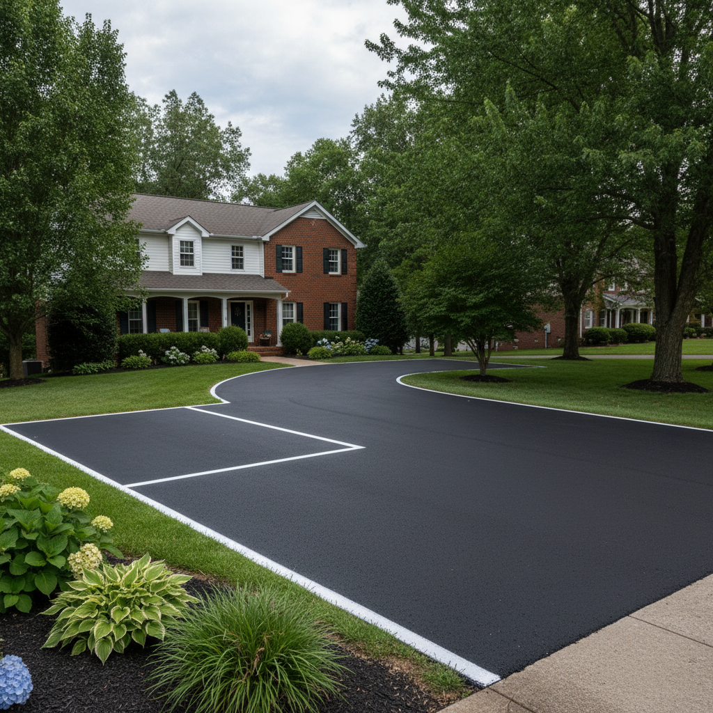 Completed asphalt striping work at a residential property in Louisville, KY