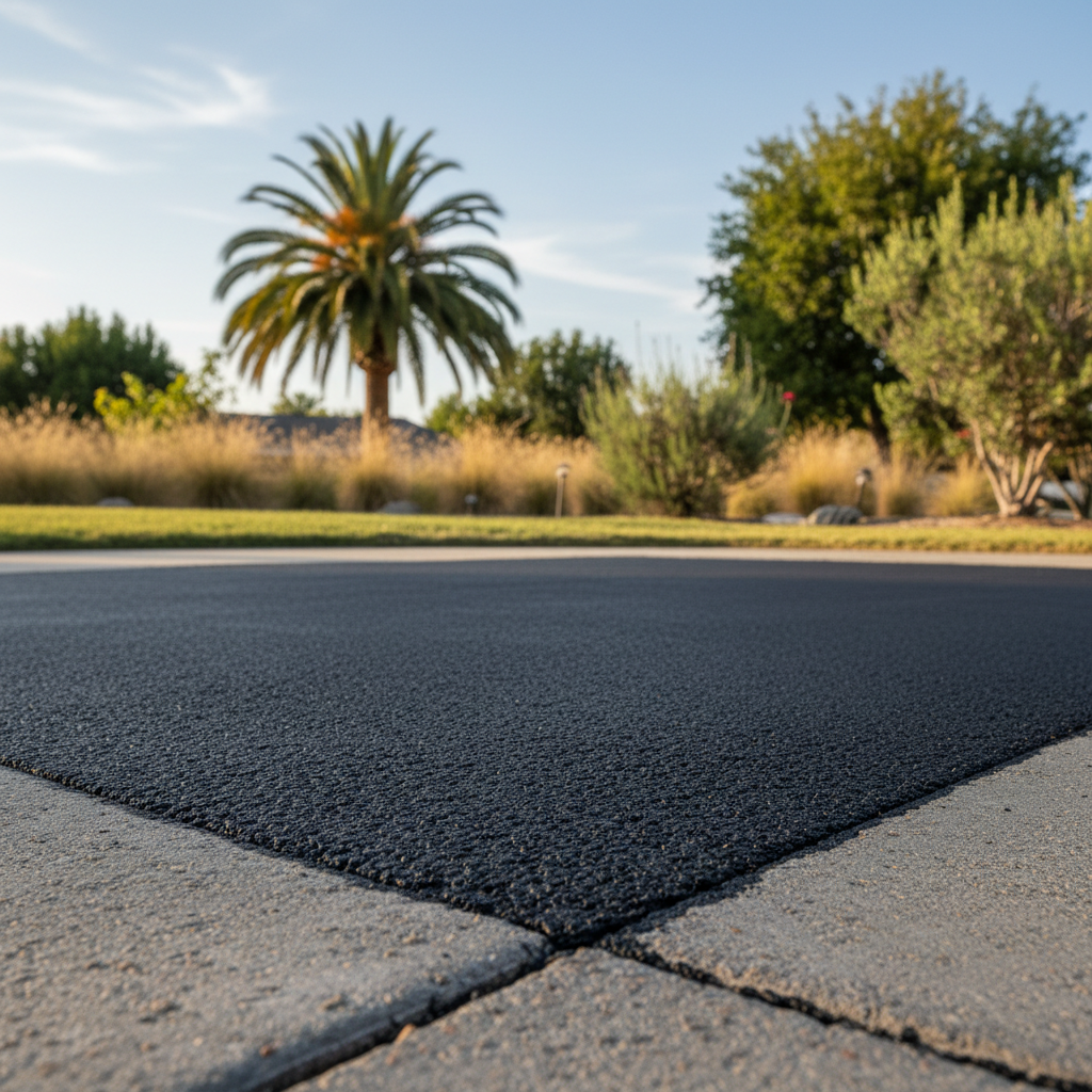 Completed asphalt patching work at a residential property in La Habra, CA